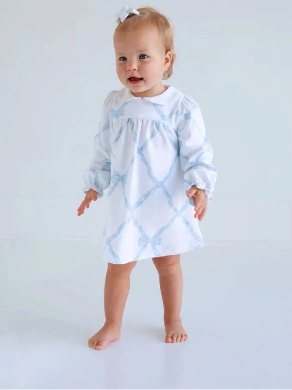 Beaufort Bonnet Holly Day Dress Belle Meade Bow Buckhead Blue Worth White Girl 7